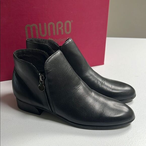 Munro Averee Black Leather Boots Bootie Shoes - Picture 1 of 6